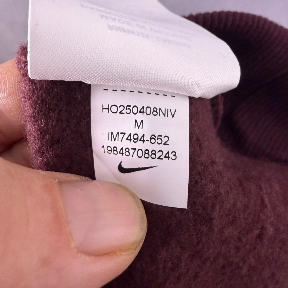 Nike Womens Cropped Hoodie Medium Burgundy Long Sleeve Swoosh IM7494-652‎
